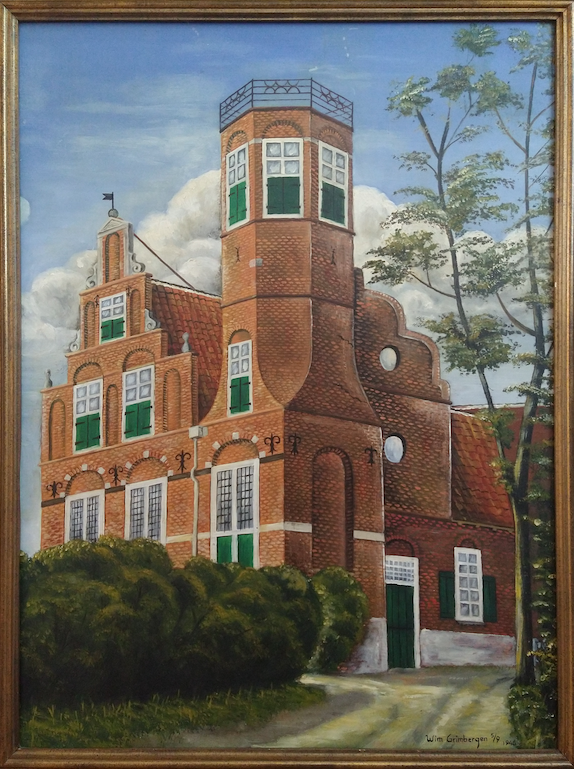 Schilderij van Torenzicht door Wim Grimbergen 1946